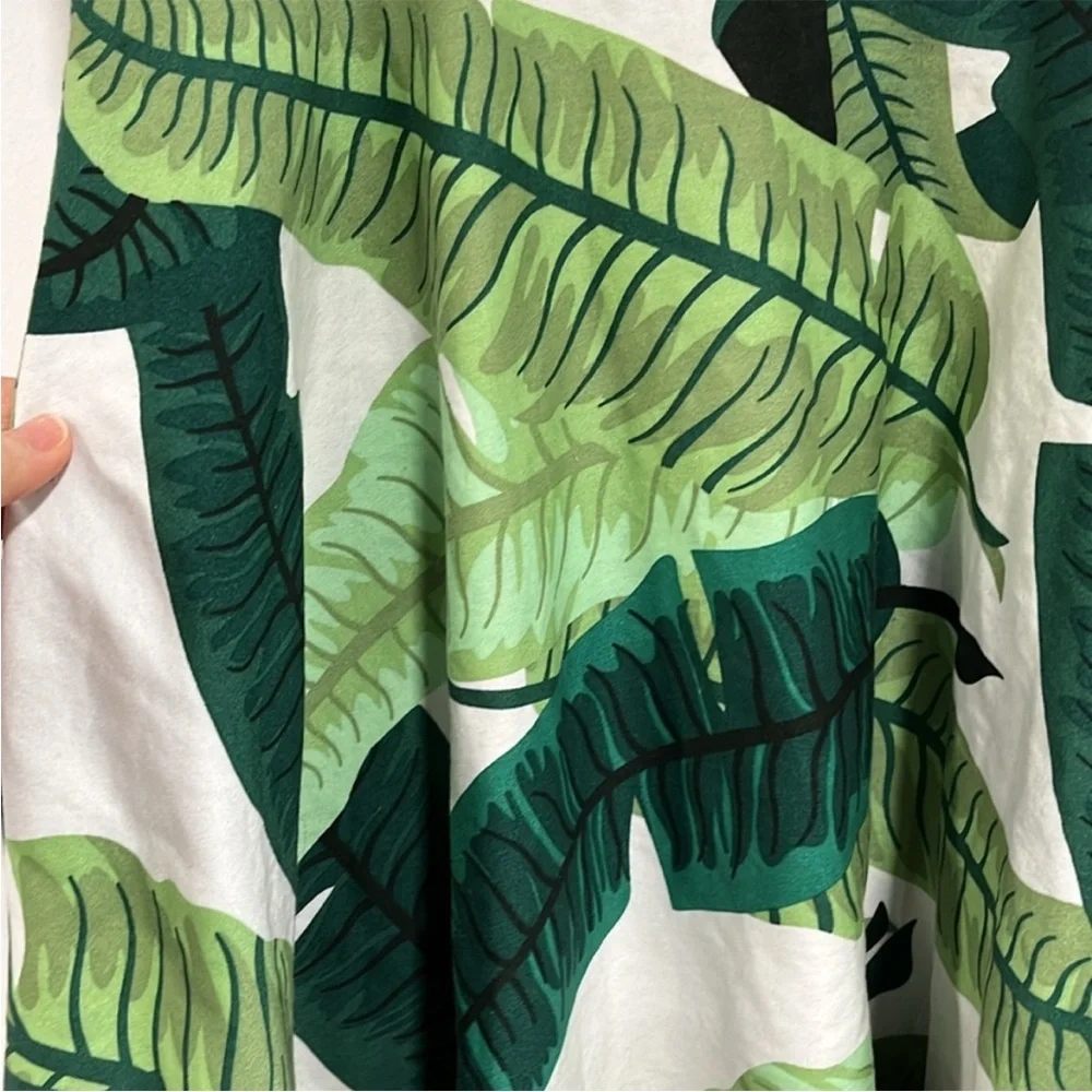 Belle Epoque Tropical Leaf Print Fit & Flare Size M Green White Summer Sundress - Picture 9 of 12